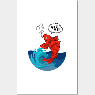 Feed Me Koi Fish in a Bowl Posters and Art